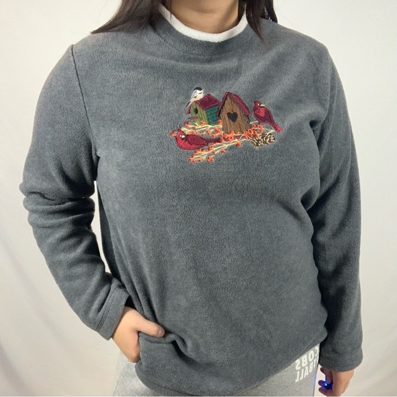 croft & barrow Sweaters - Vintage Birdhouse Fleece Crewneck